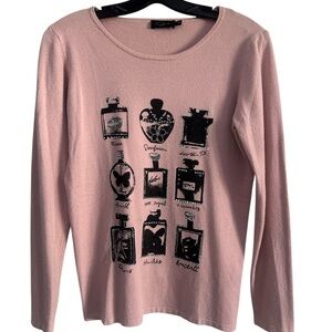 GOA Pink Long Sleeve Top with Perfume Bottle Print